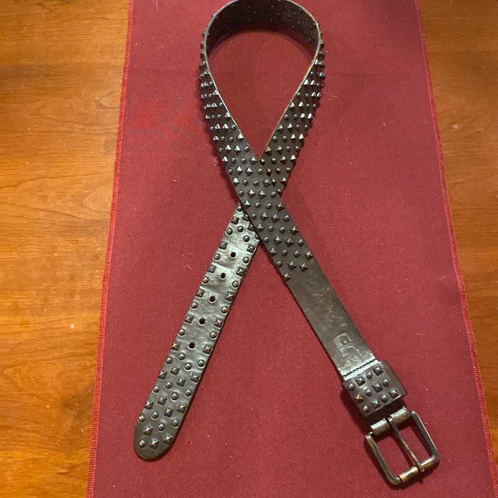 Studded brown leather belt size 36